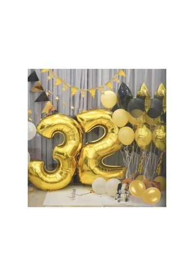 7 Rakam Folyo Gold Renk Balon Küçük 35 Cm Renkli