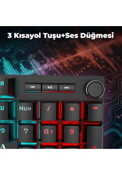 Ikg-458 Rgb Mekanik Gaming Klavye Red Switch Bilek Destekli Anti-ghosting Multimedya Tuşlu