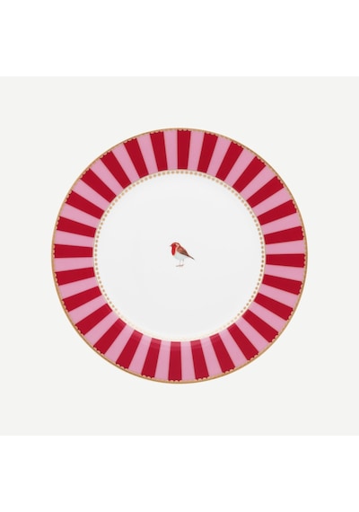 Kırmızı Pembe Porselen Kahvaltı Tabağı 21 Cm