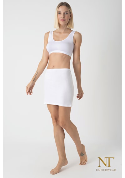 Nt Underwear Bambu Mini Etek Astarı, Mini Jupon - Doğal Kumaş, Modern Kalıp. Beyaz