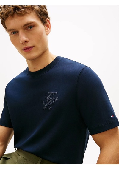 Tommy Hilfiger Mw0mw42391 Script Light Interlock Tee Erkek Tişört Lacivert