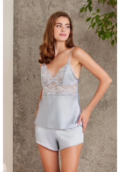 Pierre Cardin 7015 Kadın Dantelli Saten 4'lü Set-mist