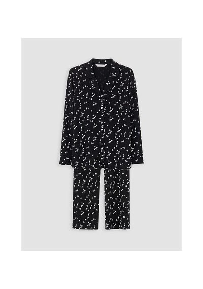 Lcw Dream Siyah Gömlek Yaka Kalp Baskılı Hamile Pijama Takımı