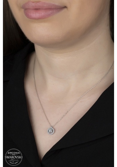 Union Swarovski Zirconia Kadın Pırlanta Montür Gümüş Kolye (550095012)