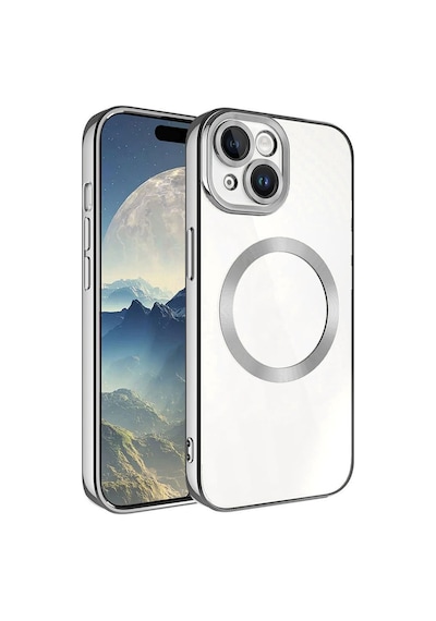 Apple Uyumlu iPhone 15 Plus Kılıf M-safe Wireless Şarj Özellikli Zore Setro Silikon Koyu Gri