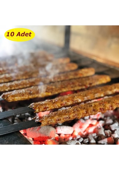 10 Adet Profosyonel Silme Demir Kıyma Şiş Adana-Urfa Kebap Şişi