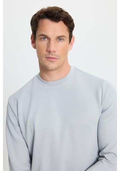 Tudors Erkek Relax Fit Rahat Kesim Uzun Kollu Ekstra Yumuşak Bisiklet Yaka Gri Sweatshirt-41867 Gri