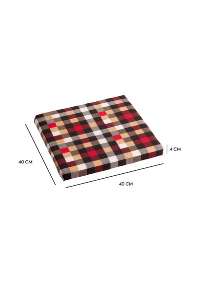Sandalye Oturum Minderi Desenli 40x40x4 Bağcıklı Çıkarılabilir Kılıflı Çökme Yapmaz Kırmızı 2'li Çok Renkli
