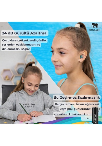 Çocuk Kulak Tıkaçları 24 Db Snr Gürültü Azaltma Su Geçirmez Yüzme Uyku Seyahat Okul İçin Yumuşak Yeniden Kullanılabilir Silikon Kulak Koruyucu Güvenli Konforlu Uyum