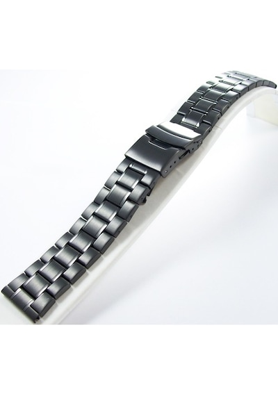 22Mm Siyah Metal Saat Kordonu Çelik Kolçak 1.Kalite Kayış Şeritli