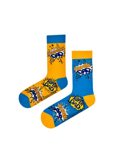 Carnaval Socks Sağlı Sollu Super Dad Desenli Renkli Çorap Renkli Çok Renkli