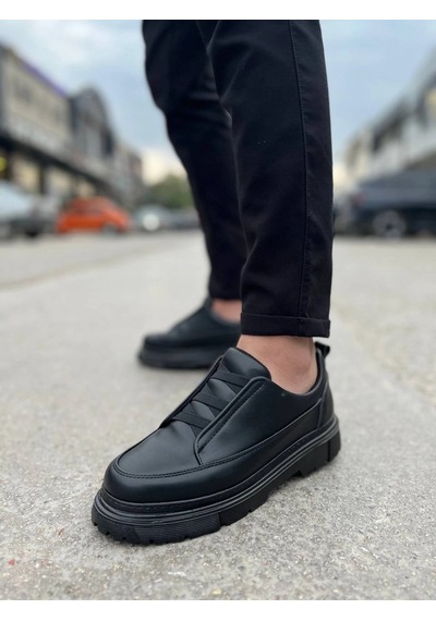 Vexor Kb-703 Kuback Kömür Cilt Lastikli Günlük Erkek Ayakkabı Siyah