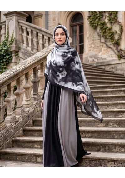Moda Nuda Batik Desenli Pamuk Soft Şal Siyah Batik - Mira İpek