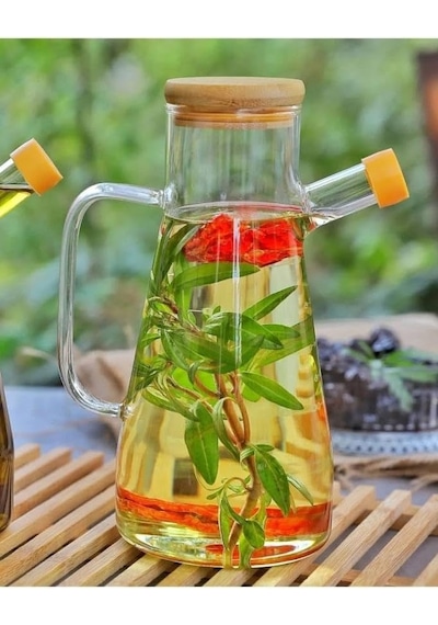 Mithra Life 2 Adet Bambu Kapaklı Borosilikat Cam Yağdanlık 900 Ml Mıt1071 Genel