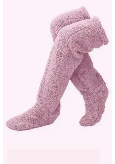 Sauna Suit Pembe Sock Peluş Uyku Çorabı Welsoft Diz Üstü Oda Çorabı Ayak Isıtıcı Uzun Gonç Çorap Pembe