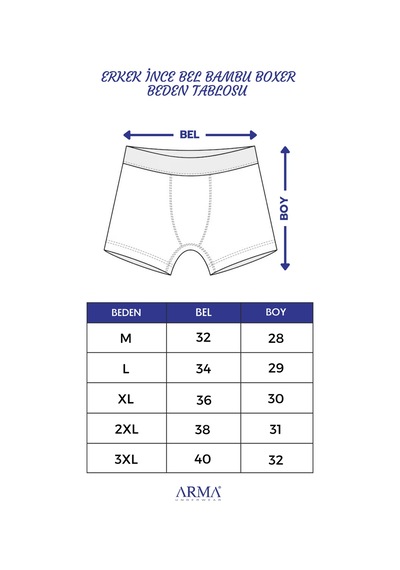 Arma Yıldız Erkek İnce Bel Lastikli Bambu Boxer Mavi 5'li Paket Mavi