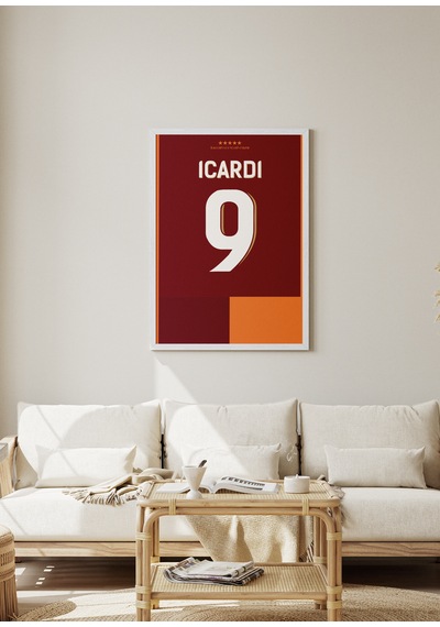 M.ıcardi 9 Forma Tasarımlı Poster Tablo Beyaz Çerçeveli