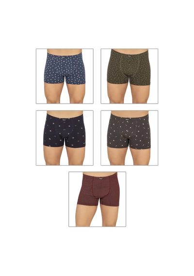 Özkan Underwear Özkan 11113 5'li Paket Erkek Pamuklu Modal Esnek Yumuşak Desenli Boxer Şort Külot DESENLİ