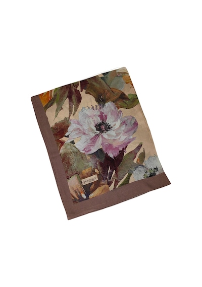 Mim Eşarp Emproyal Organik Pamuk Çiçek Desen Şal 75x190 Cm Gül Kurusu - Lila - Kahve