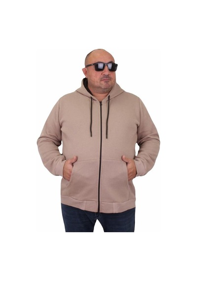 Starbattal Büyük Beden Unisex Kapüşonlu 3Ip Sweat 11701 Toprak-Toprak