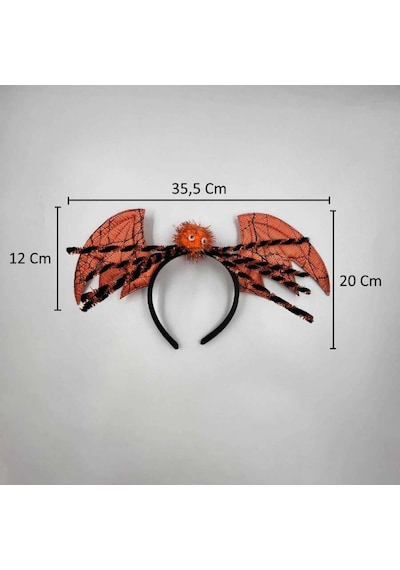 Halloween Cadılar Bayramı Taç Turuncu Yarasa Kanatlı Örümcekli Parti Tacı Korku Tacı Diğer