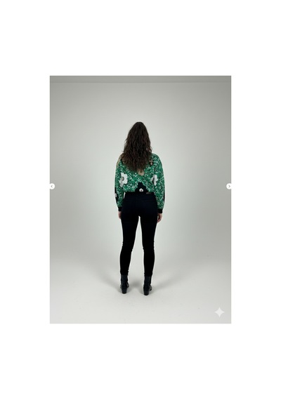 Youknitwear You Daisy Bisiklet Yaka Triko Kazak Yeşil