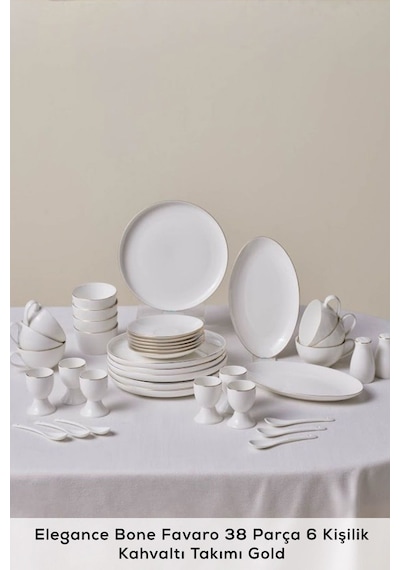 Karaca  Elegance Bone Favaro 38 Parça 6 Kişilik Kahvaltı Takımı Gold