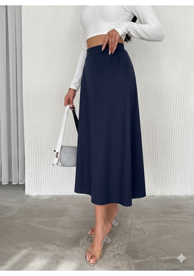 Ozy Fashion Kadın Süet Kloş Etek Lacivert