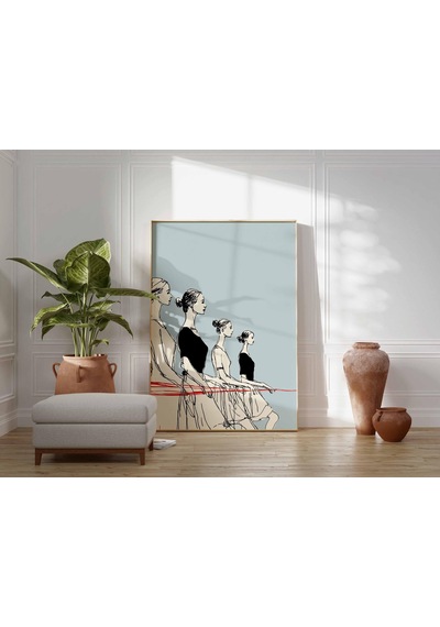 Bale Barı Baskılı Minimalist Çizim Dans Duvar Sanatı