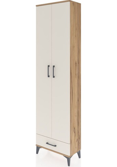 Arges Dolap 5 Raflı Tek Çekmeceli 2 Kapaklı 60x30x221 Çam-aytaşı Çam