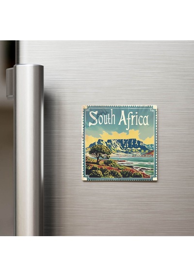 Güney Afrika South Africa - Posta Pulu Temalı Ülke - Baskılı Buzdolap Magneti Kare - 9x9 Cm