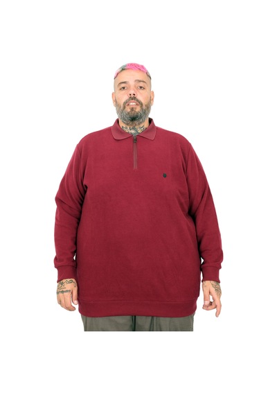Mode Xl Büyük Beden Erkek Polo Waffle Kazak U25822 Bordo