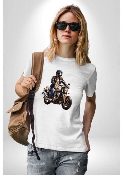 Kask Motorsiklet Dünya Turu Unisex Unisex Beyaz Organik Baskılı T-shirt Penye Yüksek Kalite Beyaz