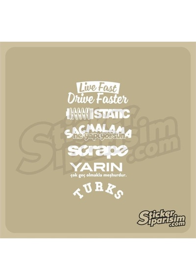Oto Arka Cam Sticker Model 28 Beyaz 20 35 Cm