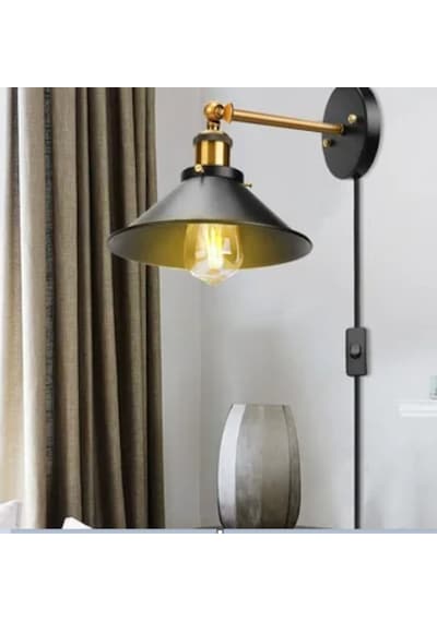 Riolight Retro,rustik,vintage Hareketli Başlık Fişli Kablolu Duva Siyah