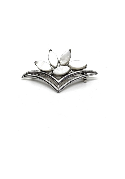Oya Silver Lotus Işığı Sedefli Gümüş Broş Sd1010099 Beyaz