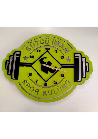 Vücut Geliştirme, Spor Salonu, Fitness, Kondüsyon Kişiye Özel Duvar Saati Yeşil
