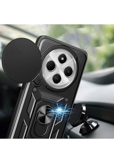 Xiaomi Redmi 14c 4g Uyumlu Magnetik Standlı Kamera Korumalı Sürgülü Vega Kap Mavi Mavi