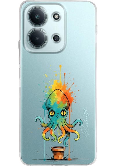 Xiaomi Redmi 15c 4g İle Uyumlu Splash Ahtapot Tasarımlı Şeffaf Silikon Kılıf Şeffaf