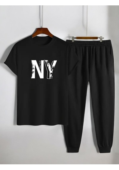 Uyguntarz Unisex New York Baskılı Eşofman Takımı Siyah