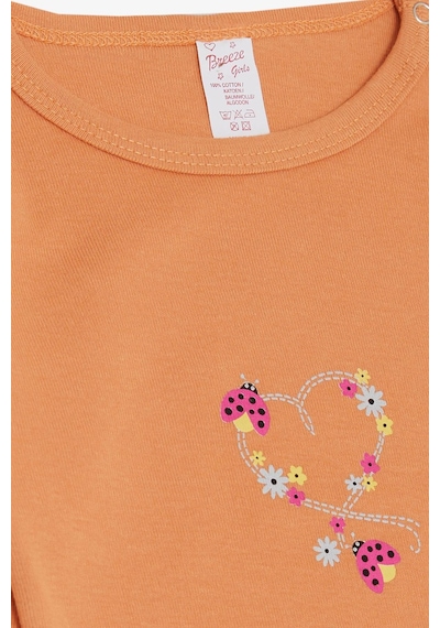 Breeze Kız Bebek Çıtçıtlı Zıbın Body Uğur Böceği Baskılı Çiçekli 9 Ay-3 Yaş, Somon-somon Somon