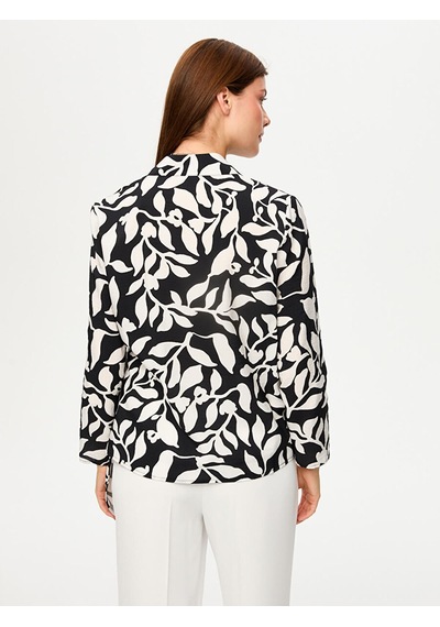 Monochrome Desen Beli Bağcık Detaylı Uzun Kol Bluz S26blz018 Us26blz01810 Siyah