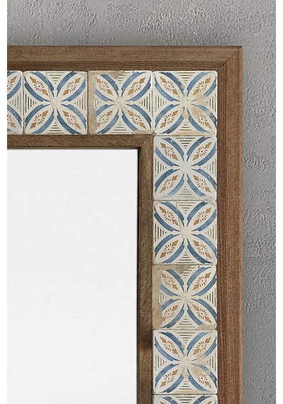 Tr Oscar Stone Decor Masif Çerçeveli Mozaik Taş Ayna 43 Cm X 63 Cm Seramik Desenli Dresuar Aynası Diğer