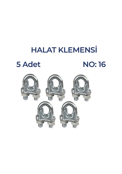 Çelik Halat Klemensi No:16 Güçlü Halat Bağlantı Ve Sabitleme Parçası 5 Adet