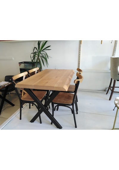 Bintaşmobilya 4 Kişilik Kütük Masa Tonet Sandalye Takımı 120X80.Cm