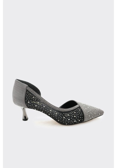 Derinet Melina Kısa Topuklu Stiletto Platin Platin