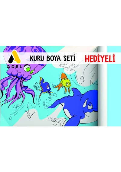 30x120 Boyama Rulosu Yaman Sualtı Macerası + Adel 12'li Kuru Boya Kalemi