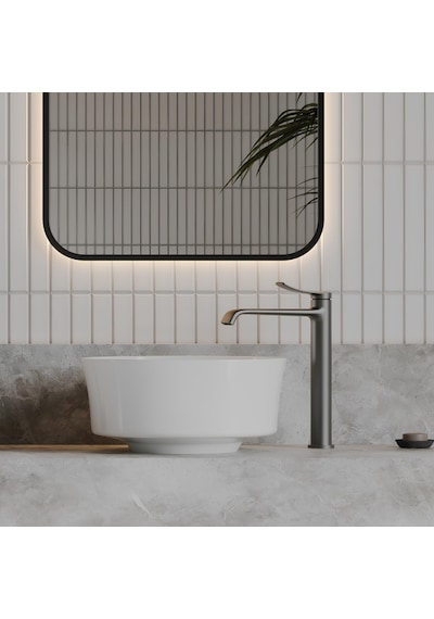 Creavit Fiore FI140 Oval Tezgâh Üstü Batarya Deliksiz Beyaz Lavabo Beyaz 40 x 40 CM