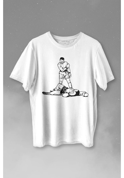 Muhammed Ali Sonny Liston Ağır Siklet Boks Nakavt Boxing Baskılı Tişört Unisex T-shirt 001