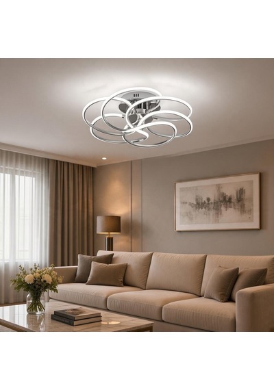 3 Renk Uzaktan Kumandalı Samyeli Model Led Avize Krom - Gümüş
